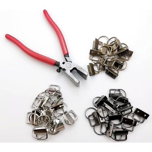 3 Colors 36pcs/ Set 25mm Key Fob Hardware Key Fob Pliers Ribbon tail clip with 1Pc Pliers Tools