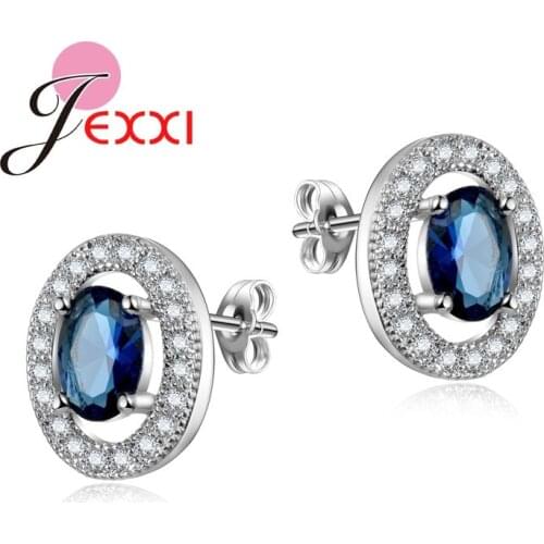 5 Colors Fashion Simple Silver Stud Earrings For Women Cubic Zircon Crystal Earrings Jewelry Bague Brincos