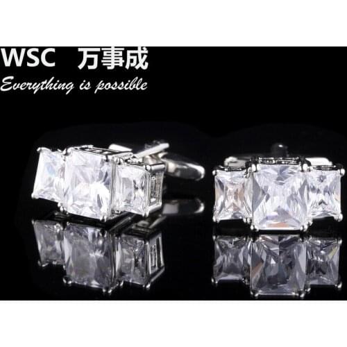 5pairs/lot Luxury Zircon Inlay Cufflinks Crystal Cuff Links Shirt Cuff Button Wedding/Business/Party Mens Jewelry Accessory