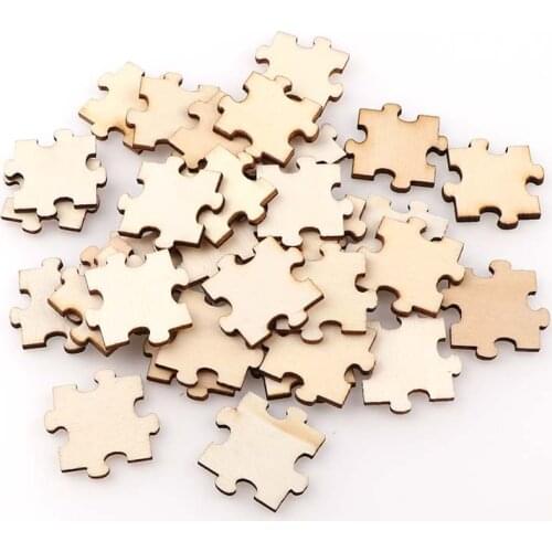 50PC 3cm Blank Wooden Chip Jigsaw Kids Birthday Party Supplies DIY Scrapbook Craft Wedding Decoration Hand-made Graffiti
