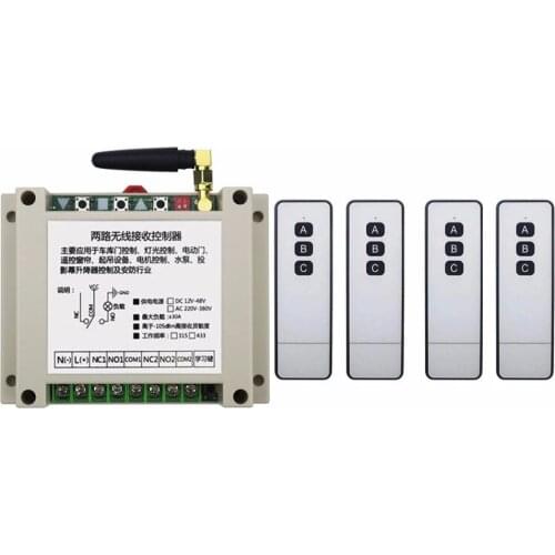 AC220V 250V 380V 2CH Wireless Remote Control Switch Receiver+Transmitter tubular motor garage door projection screen shutters