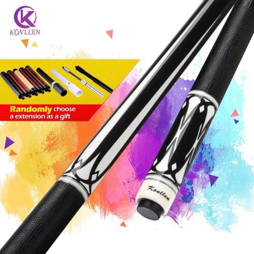 KONLLEN Billiard Cue Irish Linen Wrap 147cm 13mm Pig Skin Tip Pool Stick North American Maple Shaft 10Teeth Joint with Extension
