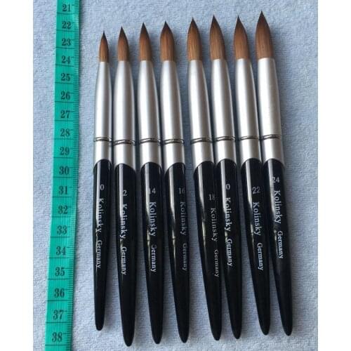 Black Metal Kolinsky Round 1ps Nail Art Brush Tools Acrylic UV Gel Builder Painting Drawing Brushes Pens Cuticle Pusher Tool