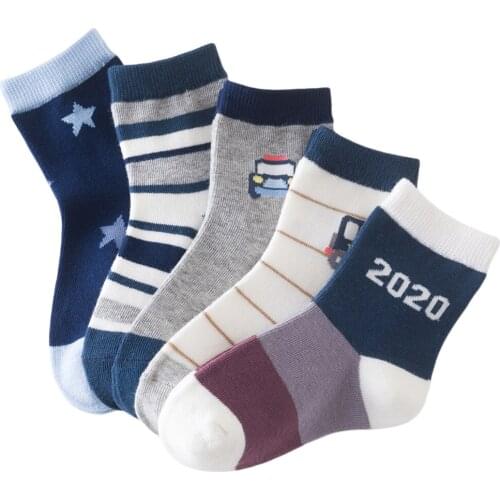 5Pcs Children Boys Girls Striped Print Cotton Socks Spring Autumn Stripe High Quality Baby Kids Gil Boy Soft Socks 4-12Y