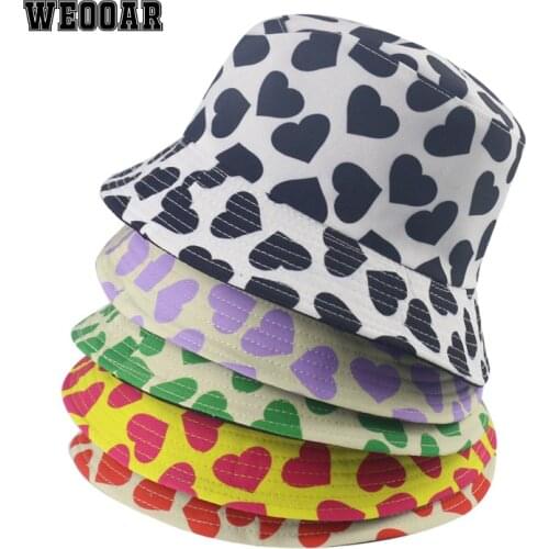 WEOOAR LOVE Double-sided Panama 2021 Fashion Summer Sun Hat Foa Man Bucket Hats Hip Hop Fisherman Gorro Bob Child Beach MZ172