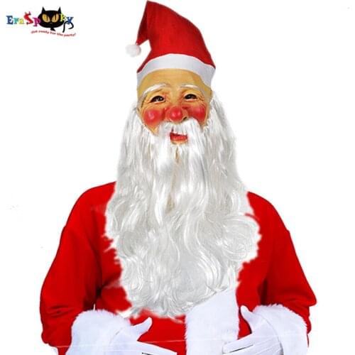 Eraspooky 2020 New Year Santa Claus Cosplay Mask Hat Mr Santa Father Christmas Costume Latex Headgear Xmas Fancy Dress Adult