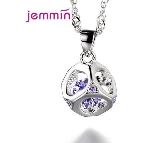 Purple White Cubic Zircon Crystal 925 Sterling Silver Necklaces Jewelry Pendant Necklace For Women Wedding Party Accessories