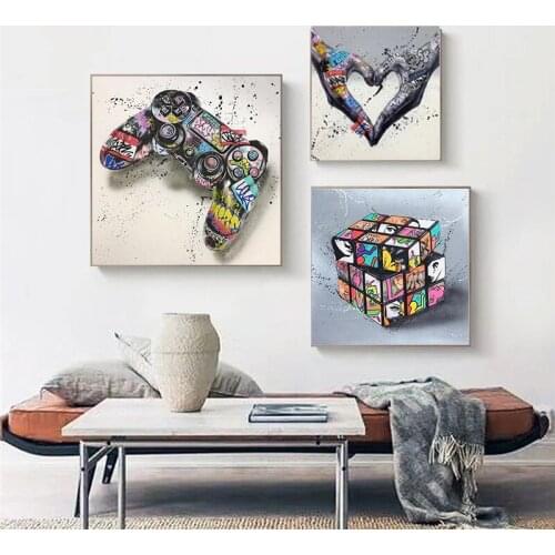 Graffiti Art Gamepad Canvas Art Painting Abstract Game Handle Posters and Prints Wall Art Pictures for Living Room Decoration