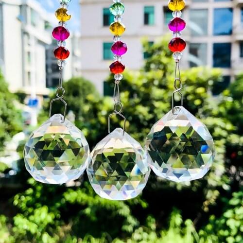 30MM Crystal Prism Ball Chandelier Crystals Pendants Chakra Color Beads Strand Design Rainbow Suncatcher Chrismas Decoration