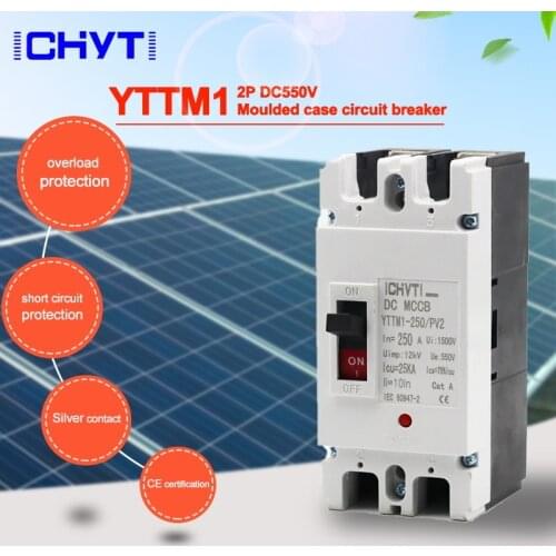ICHYTI YTTMI-250/PV2 Moulded Case Circuit Breaker Switch 2P 550V 160A 200A 250A DC MCCB Solar Battery Main Switch
