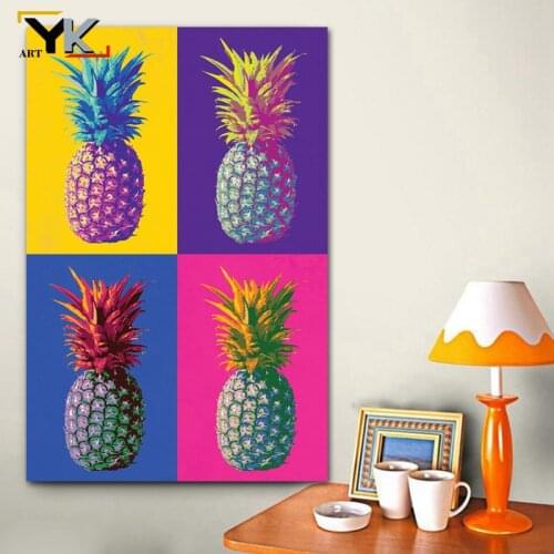 Colorful Pineapple Andy Warhol Famous Artwork Oil Painting on Canvas Posters and Prints Cuadros Wall Art Picture For Living Room