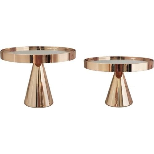 Round Cake Stand Metal Display Cupcake Stands Cake Stand Mirror Top Macaron Stand Gold for Wedding Party Durable Gift