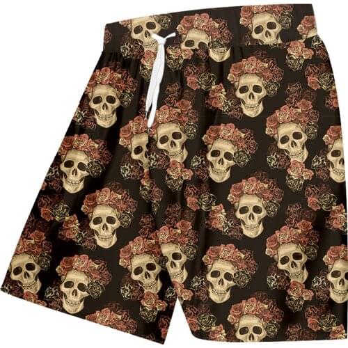 UJWI Summer Pink Rose Polo Skull Short Shorts Hip-hop Popular Style Oversize Sport Pants Mens Wholesale Dropship Direct Sales