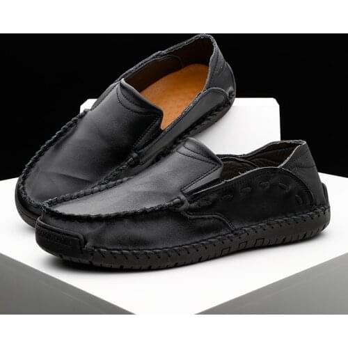 Mens Loafer Shoes Comfortable Outdoor Leather Men Casual Shoes Big Size Classics Fashion Flat Shoes Loafers Handmade Soft