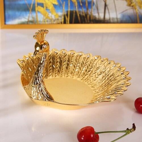 Metal Swan Candy Fruit Plate Snack Plate Golden Fruit Plate Hotel KTV Service Small Fruit Plate Snack Plates Bowls Serving Tray
