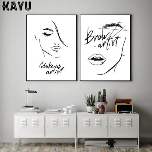 Fashion MakeUp Wall Art Canvas Eyebrow Art Print Lips Eyelashes Poster And Print Beauty Salon Wall Picture Girls Room Decor TB30