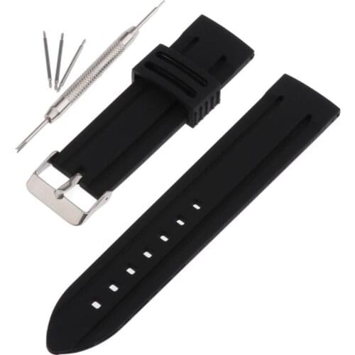 Soft Silicone Watch Strap Wrist Band Watchband Replacement 20 22 24mm Black