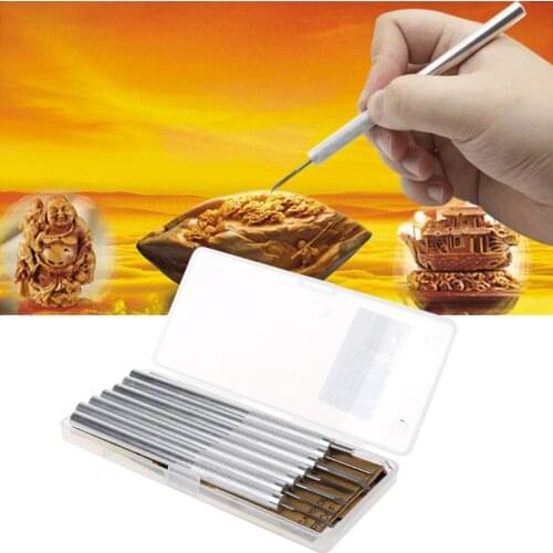 7Pcs Wood Carving Knife Tools Set Mini Walnut Engraving Aluminum Engraver Supply
