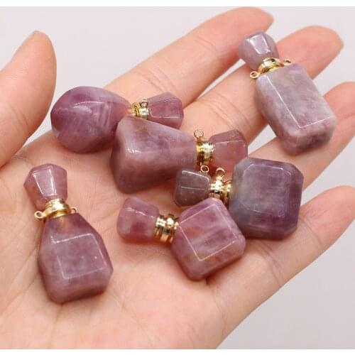 Natural Semi-precious Stone Rose Quartz Perfume Bottle Pendant DIY for Making Jewelry Necklace Gift Accessories