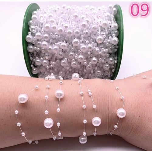 NEW 5yards Fishing Line Artificial Pearls Flower Beads Chain Garland Flowers Wedding Party Decoration Diy #09