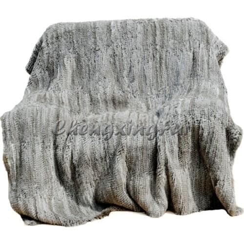CX-D-10/Z 150x130cm Wholesale Natural Colour Knitted Rabbit Fur Blankets