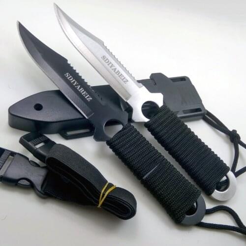Field Hunting Fishing Knife Diving Knives Full Tang Outdoor Knives Fixed Blade Handmade Knife For Men With ABS Plastic Sheath