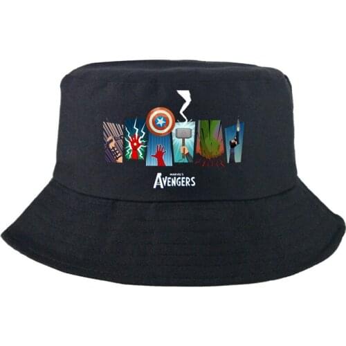 Disney Marvel Avengers Printing Bucket Hat Summer Fashion Cotton Double-sided Street Harajuku Sunbonnet Panama Cap For Man Women
