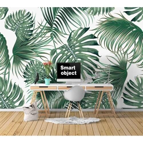 Custom 3D wallpaper murals Nordic tropical leaves banana leaves TV sofa bedroom background wall