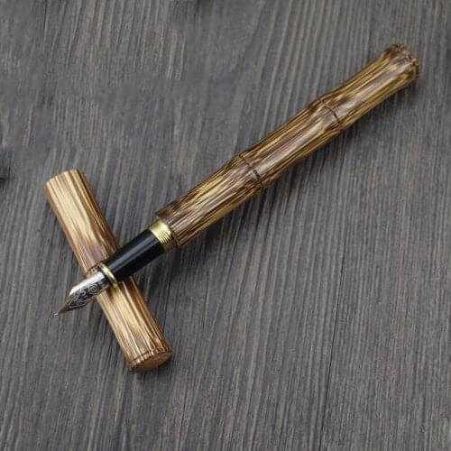 Creative Handmade Stripp Bamboo Fountain Pen Screw Natural Pen Bamboo shape 0.5mm as Gift for Business and Office