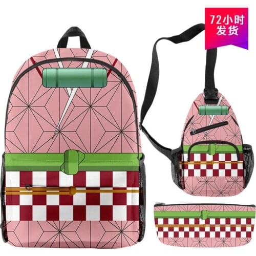 Demon Slayer Kamado Nezuko Anime Digital Color Printing Campus Backpack Peripheral Set