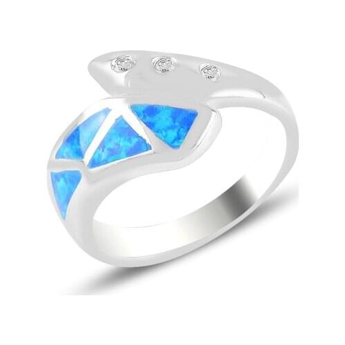 Silverlina Silver Opal & Zircon Stone Ring