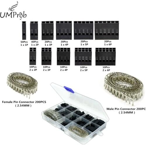620Pcs Dupont Connector 2.54mm Dupont Cable Jumper Wire Pin Header Housing Kit Male Crimp Pins+Female Pin Terminal for arduino