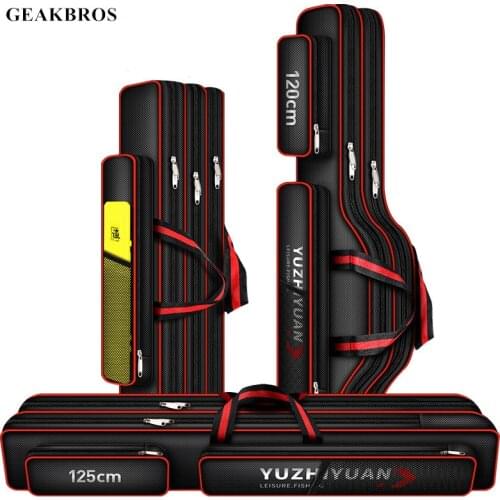 2/3 Layer Fishing Bag Fishing Rod Carrier Oxford Fishing Pole Tools 80/90/120cm Waterproof Fishing Tackle Storage Case Organizer
