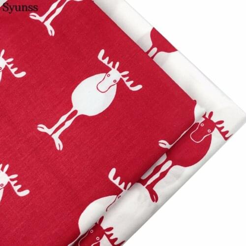 Syunss Christmas Deer Twill Cotton Fabric DIY Handmade Sewing Patchwork Meter Baby Cloth Bedding Textile Quilt Tilda Tissus