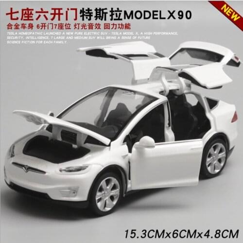 Tesla modelx90 car model 1:32 simulation alloy car model return force car car childrens birthday gift white car