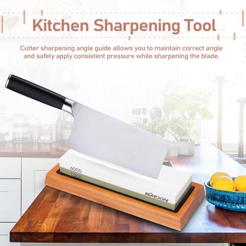 1000#/6000# Premium Whetstone Cut Sharpening Stone Set Knife Sharpener Stones for All Blade Non Slip Base Cutter Sharpener