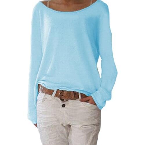 Solid Color Womens Tops Casual Round Neck Long Sleeve Women Knitted Bottoming Top T-shirt for Women Female Clothing for Spring