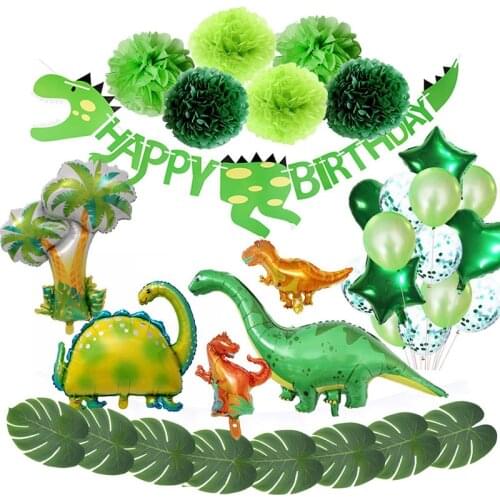 Dinosaur Party Balloons Supplies Paper Dinosaur Garland for Kids Boy Birthday Party Decoration Jurassic World Jungle Party Decor