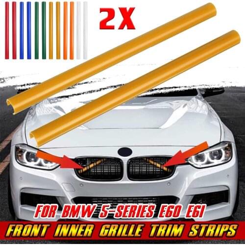 High Quality 2pcs Front Grille Trim Strips Car Air Intake Racing Grill Inner Trim Decoration Stickers For BMW 5 Series E60 E61