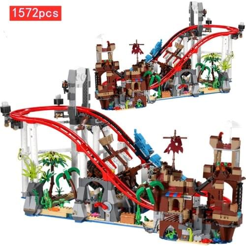 High-Tech Creator Playground Roller Coaster Model With Light Building Blocks Kit Kids Educational Bricks Toys Birthday Gifts