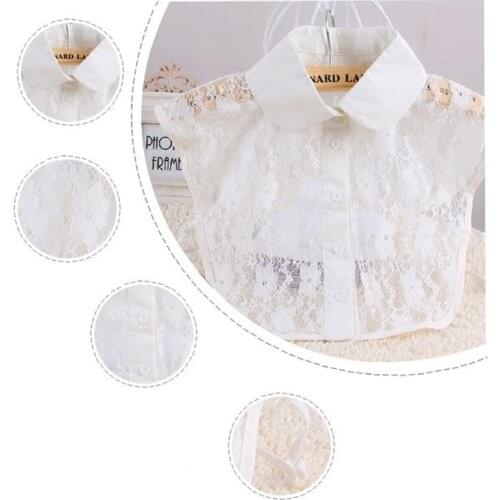 Women Pure Color Lace Detachable Lapel Choker Necklace Shirt Fake False Collar