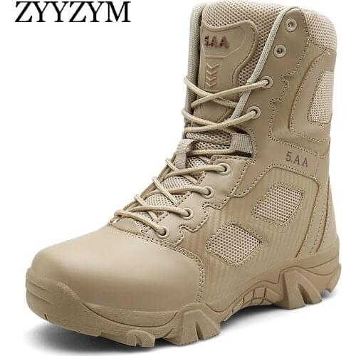 ZYYZYM Men Boots Autumn Winter Brand Military Leather Boots Men Special Force Tactical Desert Combat Outdoor Shoes Work Boots