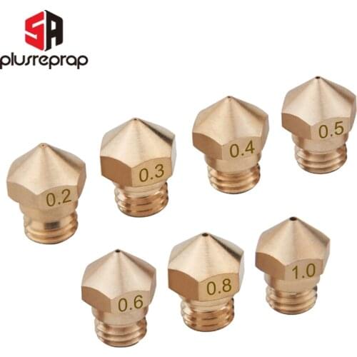 1/5PCS MK10 Brass Nozzle M7 Threaded Nozzle 0.2mm 0.3mm 0.4mm 0.5mm 0.6mm for 1.75mm Filament 3D Printer Parts Wholesale
