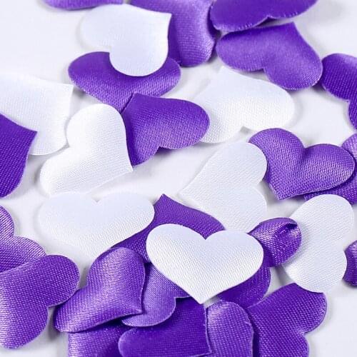 1000pcs/lot 20mm Dark Purple Satin Fabric Throwing Heart Petals Sponge Inside Table Petals For Wedding Valentine Decoration