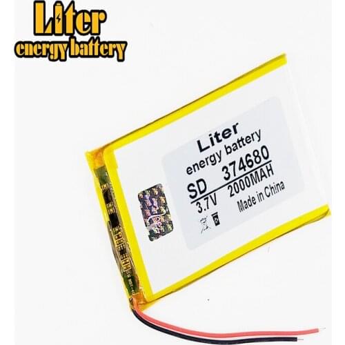 3.7V 2000mAh 374680 354580 404580 Lithium Polymer Li-Po li ion Rechargeable Battery cells For Mp3 MP4 MP5 GPS mobile bluetooth