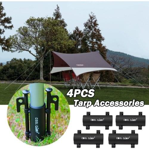 4Pcs Outdoor Camping Awning Rod Holder Windproof Hiking Canopy Tent Bracket Fixed Tube