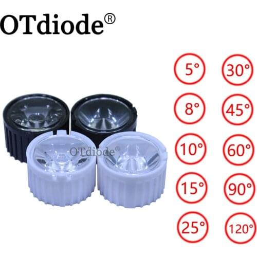 50set/lot 5 8 10 15 25 30 45 60 90 120 Degrees LED Lens 20mm PMMA Lens + Bracket For DIY 1W 3W 5W High Power LED Chip COB