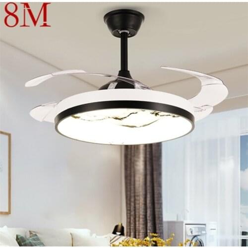 8M New Ceiling Fan Light Invisible Lamp With Remote Control Modern LED For Home 110V 240V