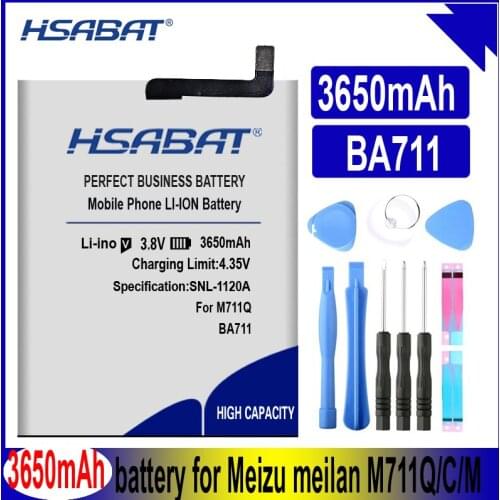 HSABAT 3650mAh BA711 Battery for Meizu meilan M711Q M711C M711M
