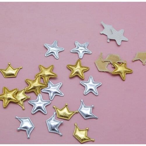 100pcs shiny heart and crown Padded Patches Appliques For Clothes Sewing Supplies DIY Hair Bow Decoration free shipping